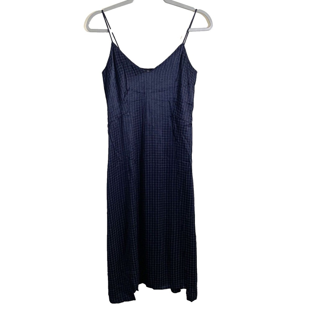 Zara Women's V-Neck Sleeveless Navy Blue Midi Dress Lined Size Small Cocktail